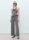 Mango Straight Trousers With Fine Belt Grey In Grey