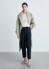 Mango Straight Trousers With Jewel Buttons Dark Navy In Dark Navy