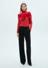 Mango Pull Droit Col Montant Rouge - Femme - L -  In Rouge