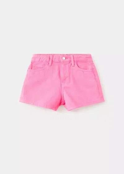 Mango Kids' Straight-fit Denim Shorts In Pink