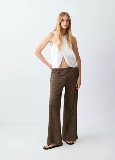 Mango Straight-fit Knitted Lurex Pants In Multi