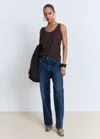 Mango Strap Linen Top Brown