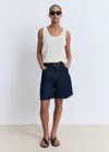 Mango Strap Linen Top Ecru In Sand