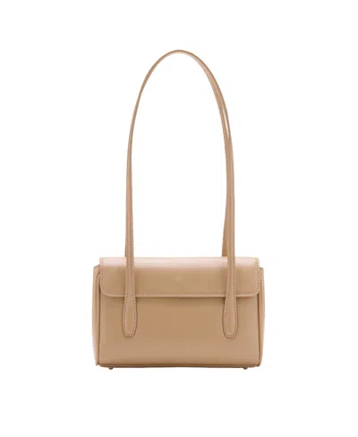 Mango Strap Small-sized Faux Leather Flap Closure Shoulder Bag In Nude