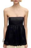 Mango Strapless Bubble Top In Black