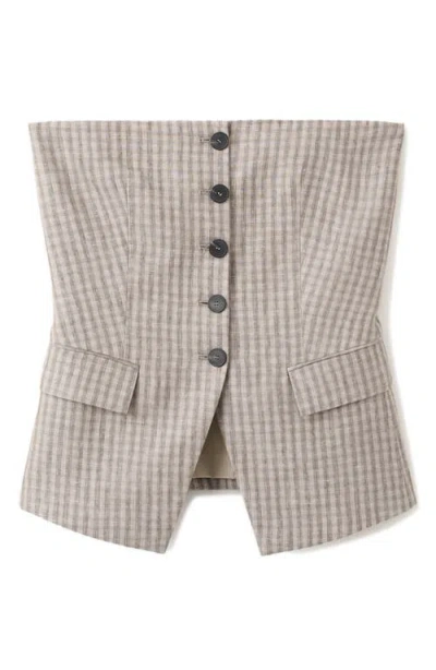 Mango Strapless Check Print Vest In Neutral