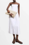 Mango Strapless Cotton Blend Midi Dress In White