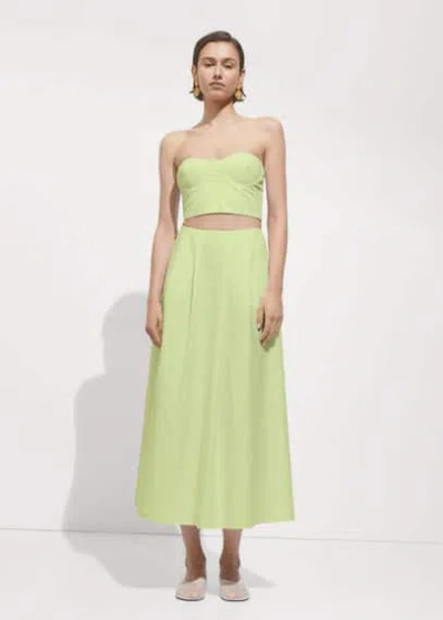 Mango Strapless Cropped Top Pastel Green
