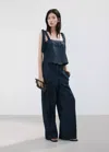 Mango Strapless Denim Top In Blue