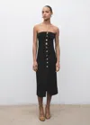 Mango Strapless Dress With Jewel Buttons Black In Black