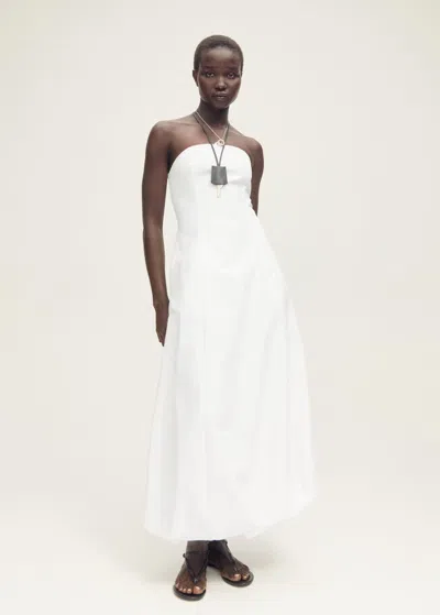 Mango Strapless Dress With Puffed Hem White