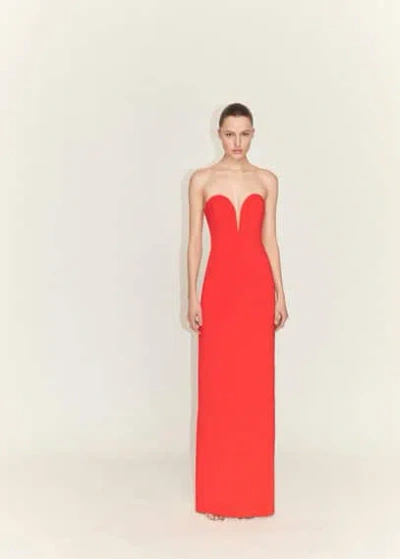 Mango Strapless Dress With Sweetheart Neckline  Red