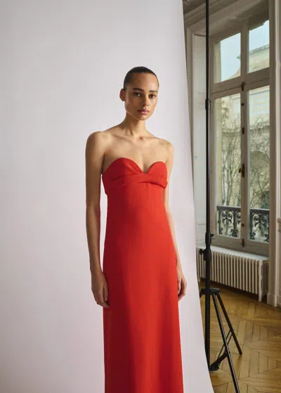 Mango Robe Bustier Encolure Caur Rouge - Femme - S -