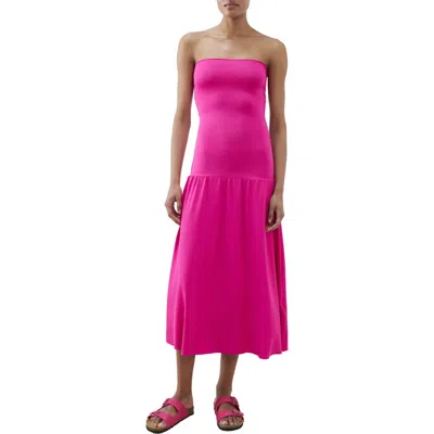 Mango Strapless Drop Waist Midi Dress In Multi