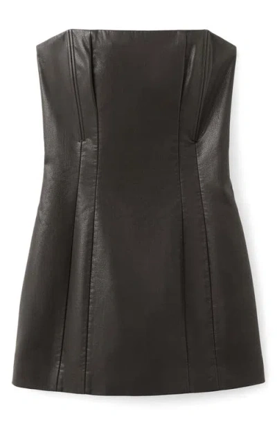 Mango Strapless Faux Leather Minidress In Black