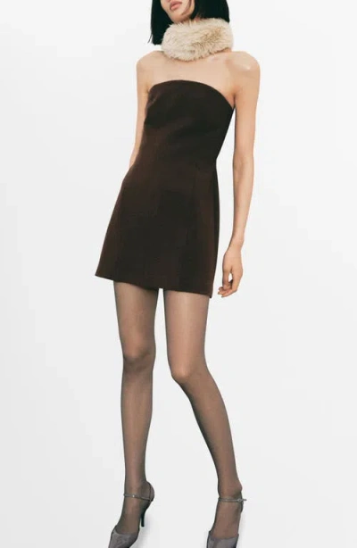 Mango Strapless Fit & Flare Minidress In Brown