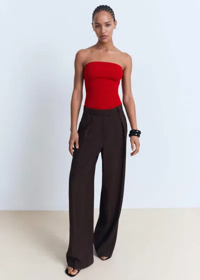 Mango Strapless Fitted Top Red