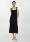 Mango Strapless Flared Dress Black In Noir