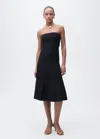 Mango Strapless Flared Knit Dress Black In Black