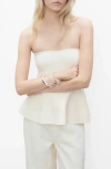 Mango Strapless Knit Top In White