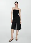 Mango Strapless Knitted Top Black