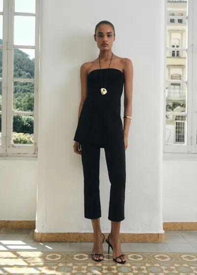 Mango Strapless Knitted Top Black
