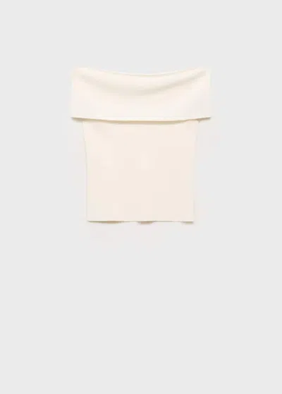 Mango Top Bustier Maille Blanc Cassé - Femme - Xl -  In White