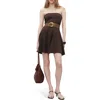 Mango Strapless Minidress In Brown