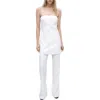 Mango Strapless Overlay Flare Jumpsuit In Ecru