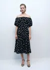 Mango Strapless Polka Dot Dress Black In Black