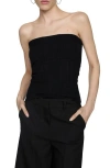 Mango Strapless Rib Top In Black