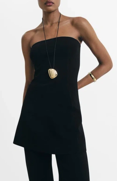 Mango Strapless Rib Top In Black