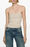 Mango Strapless Rib Top In Multi