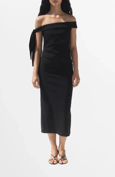 Mango Strapless Sheath Dress In Black