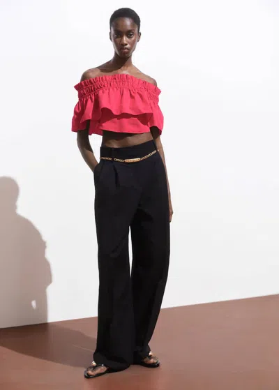 Mango Top Bustier Avec Volant Rouge - Femme - Xl -