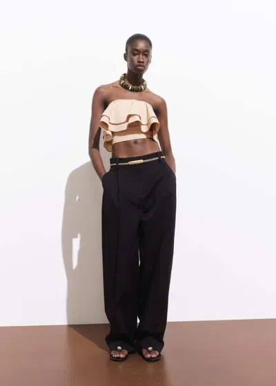 Mango Strapless Top With Ruffles In Neutral