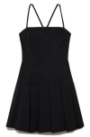 Mango Strappy Back Pleated Minidress In Black