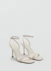 Mango Strappy Heeled Sandals Ecru In Ecru