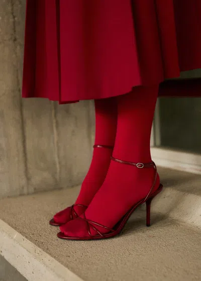 Mango Strappy Heeled Sandals Red