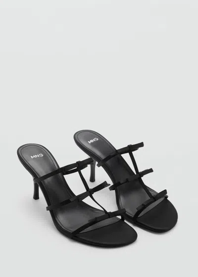 Mango Strappy Heeled Sandals With Bow Detail Black