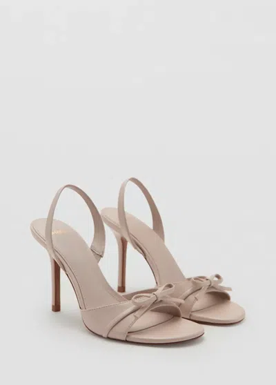 Mango Strappy Heeled Sandals With Bow Detail In Nude