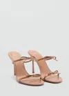 Mango Women's Bow Detail Strappy Heeled Sandals In Nude
