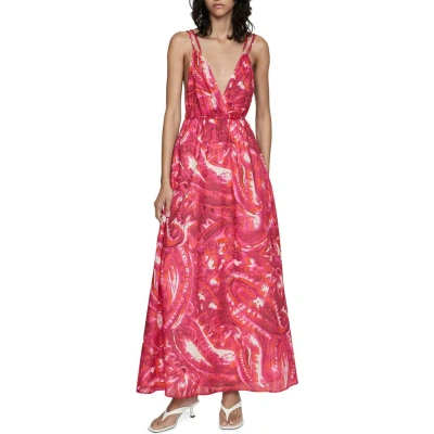 Mango Strappy Open Back Cotton Maxi Sundress In Fuchsia