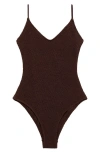 Mango Strappy Rib One-piece Swimsuit In Brown