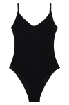 Mango Strappy Rib One-piece Swimsuit In Black