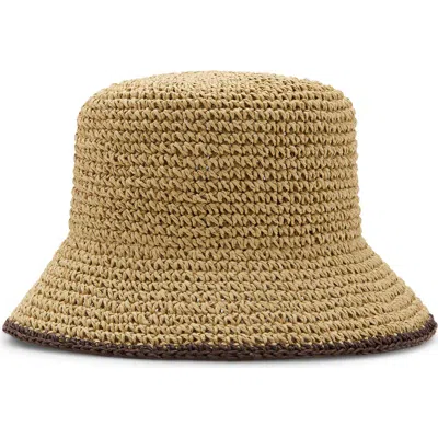 Mango Straw Bucket Hat In Brown