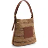 Mango Raffia Lined Tote Bag In Leather
