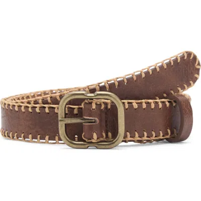Mango Straw Whipstich Belt In Brown