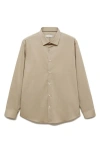 Mango Stretch Button-up Shirt In Light/pastel Grey