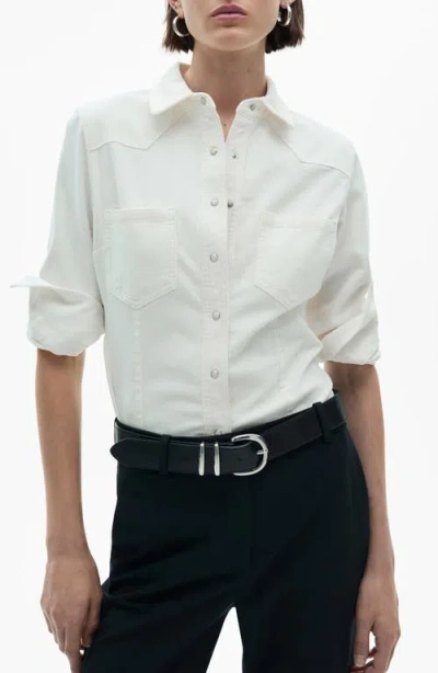 Mango Stretch Corduroy Overshirt In Off White